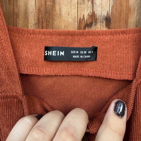 Burnt Orange Corduroy Zipper Jumper (Size M) - Picture 3 of 4